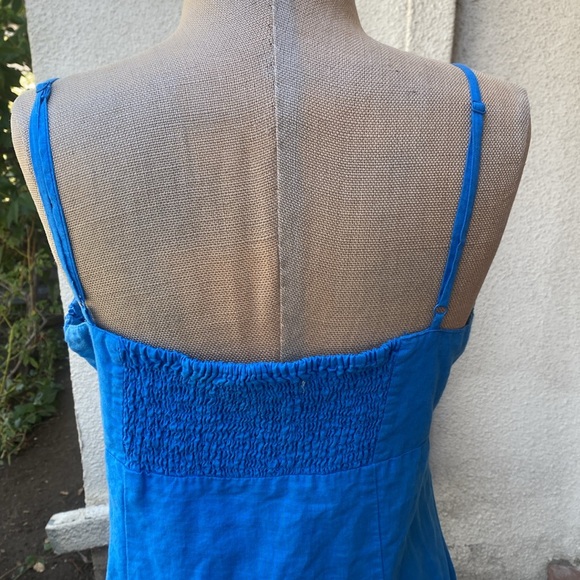 Zara linen blend gorgeous royal blue midi slit dress w/ great spaghetti straps - Picture 9 of 15